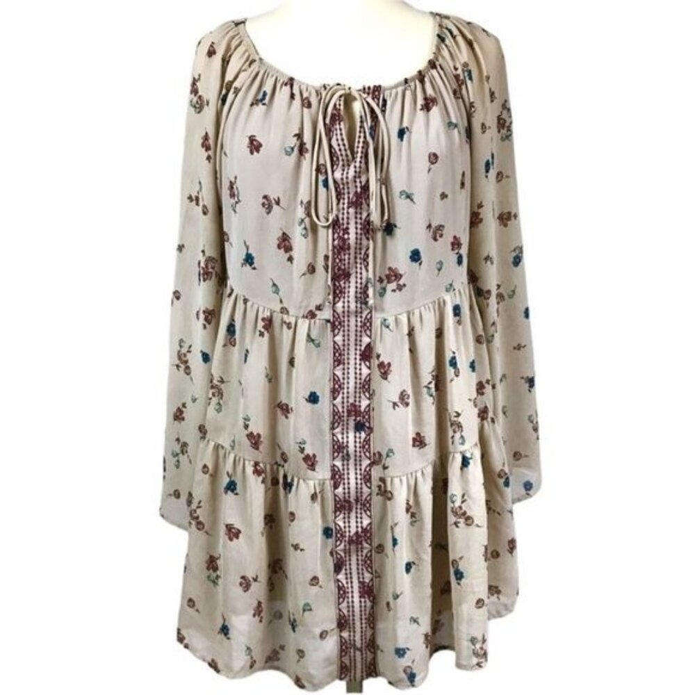 Want and Need XL ruffled mini dress taupe gray